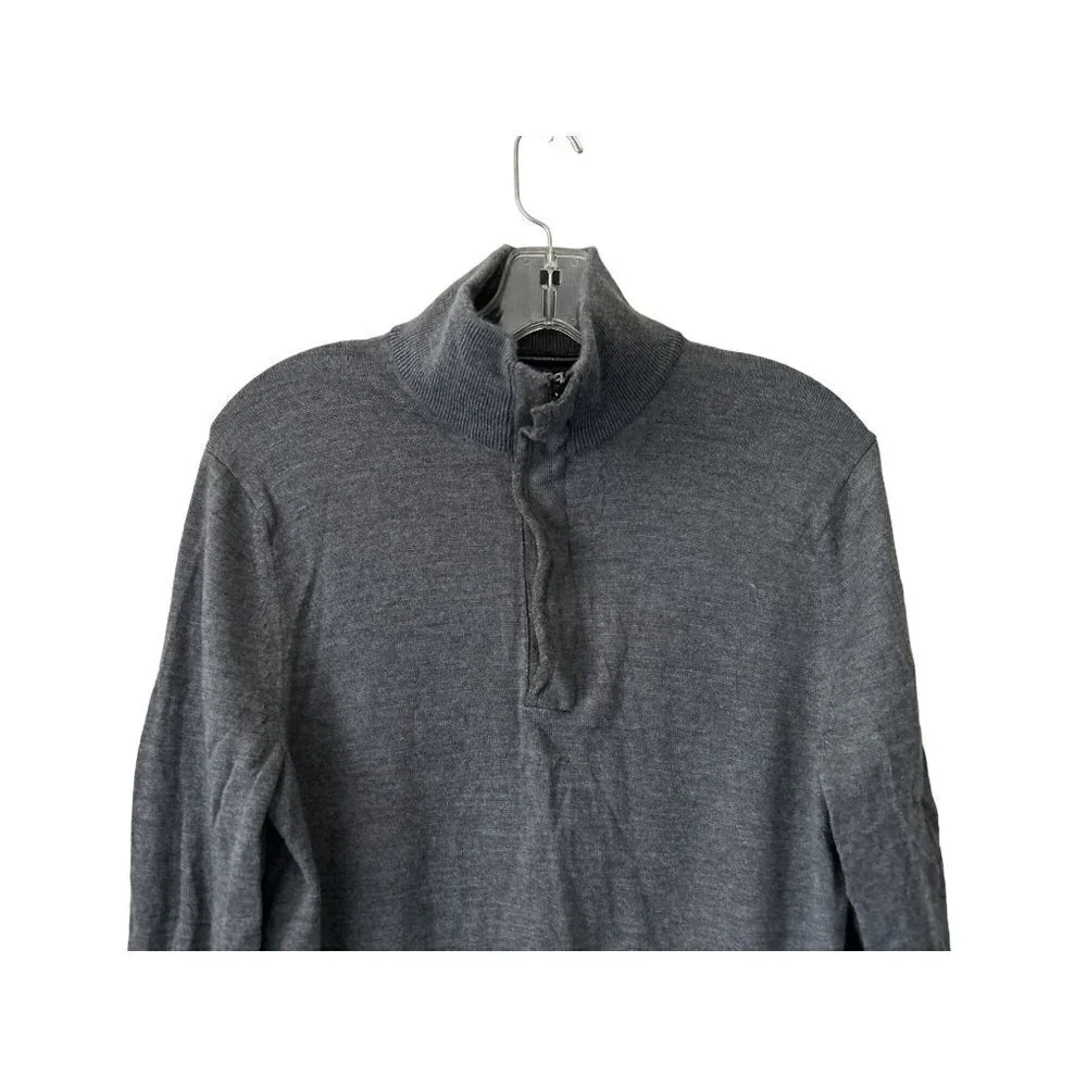 Merino Wool Banana Republic Pullover Sweater 1/4 Zipper Gray